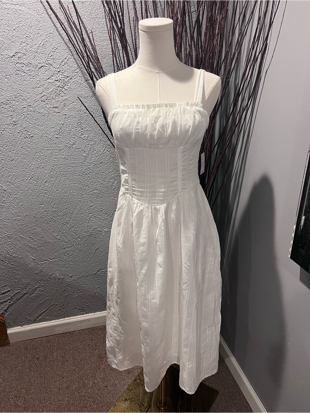 🌸NWT WILD FABLE WHITE CORSET MILK MAID MIDI DRESS SIZE X-SMALL🌸